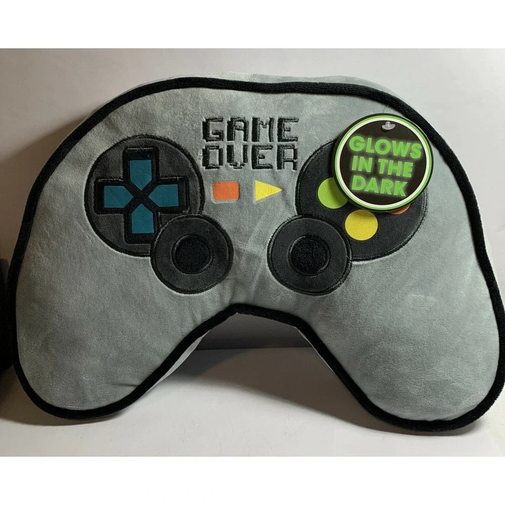 Video Game Controller Plush Pillow Kids Grey New Glow In The Dark
